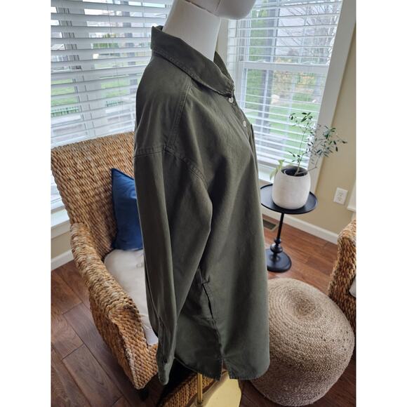 Madewell Mini Shirtdress Women's Size L Loeden Green Pockets Utility - Picture 3 of 9